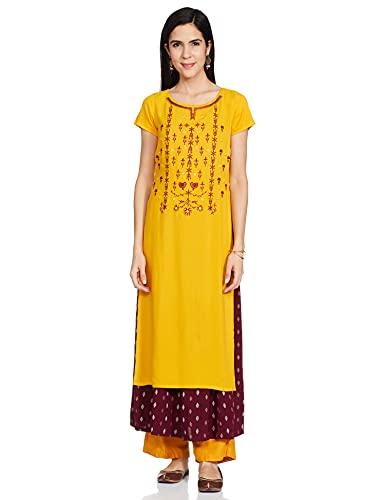 indya women's regular fit tunic shirt (itn02613_yellow m)