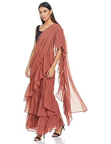 indya women's rose saree drape lehenga skirt ruffled