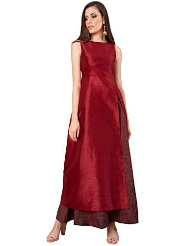 indya women's silk regular tunic dress (itn00301_red_xs)