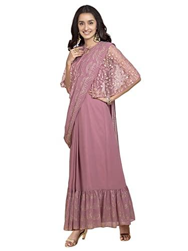 indya women's tunic saree, pink, xs