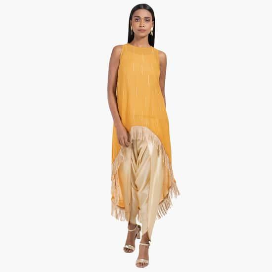 indya women embellished high-low tunic with tassels