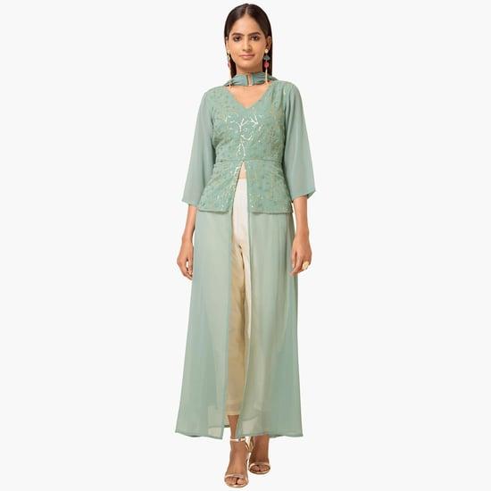 indya women embellished high-slit tunic