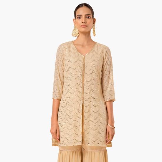 indya women embellished three-quarter sleeves tunic