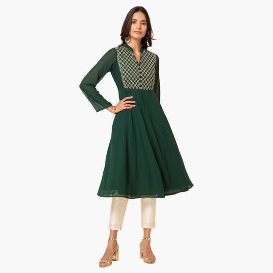 indya women embroidered a-line kurta