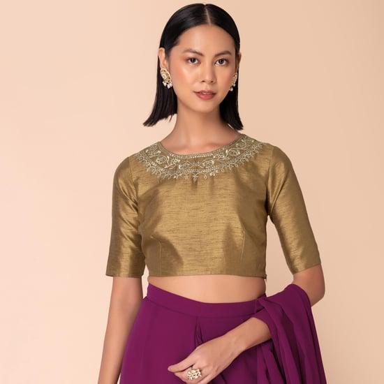 indya women embroidered crop top