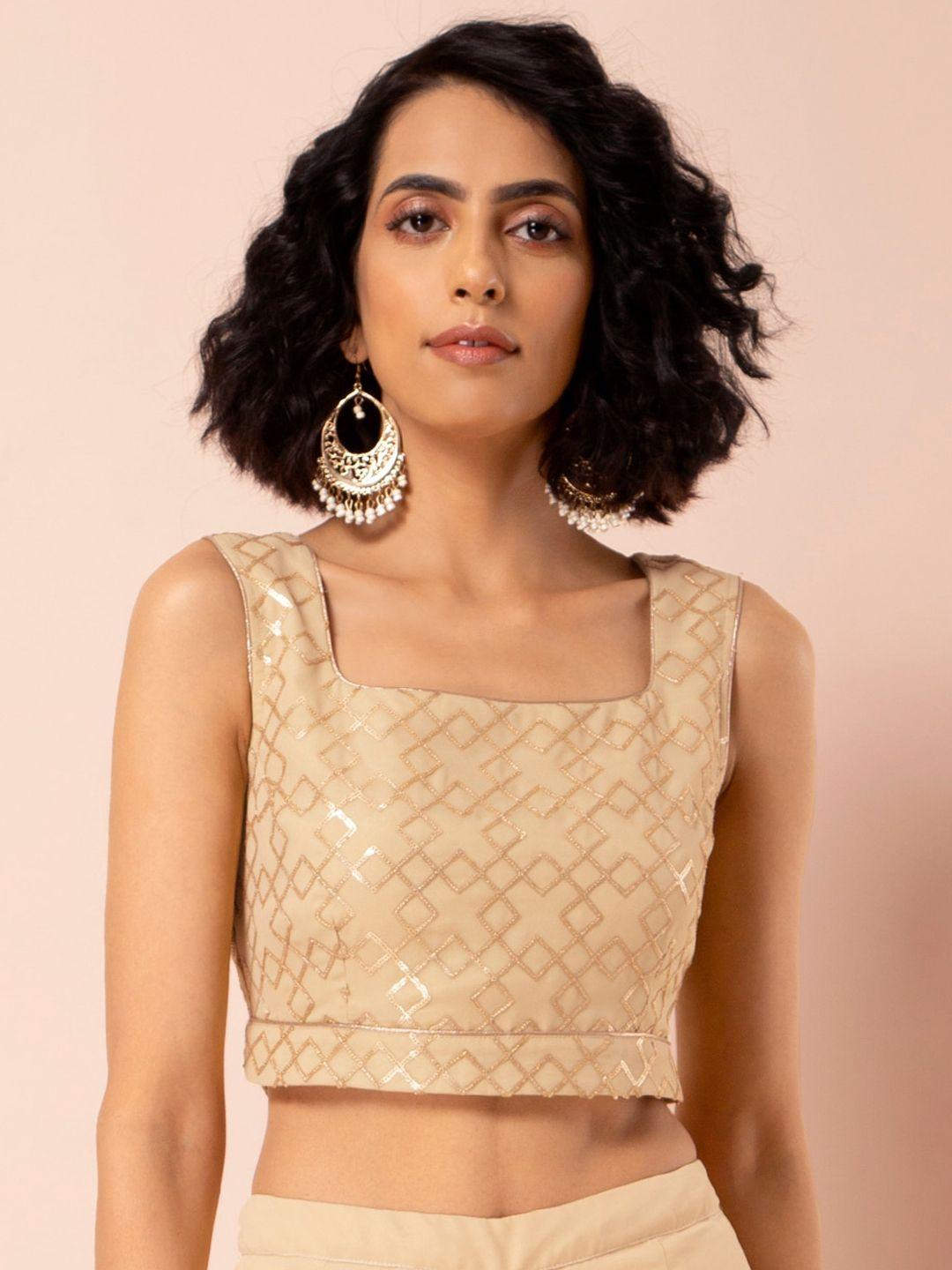 indya women gold-toned embellished crop top