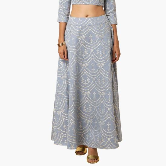 indya women printed a-line skirt