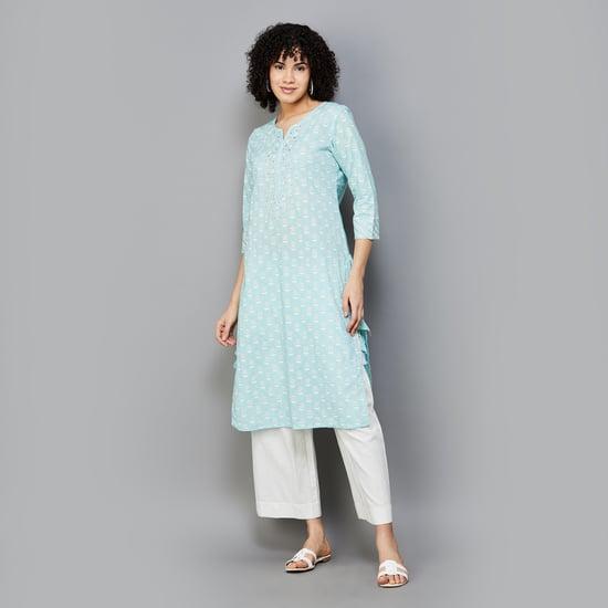 indya women printed straight kurta