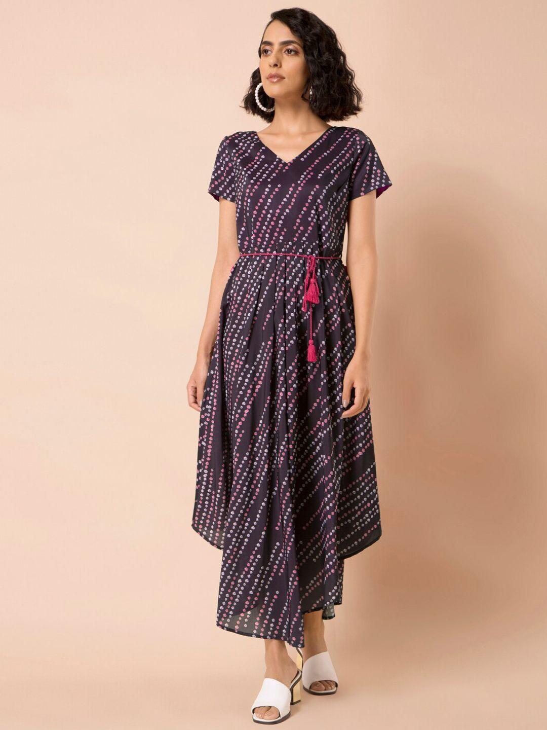 indya women purple printed maxi dress