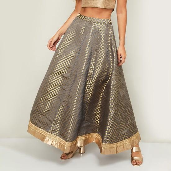 indya women woven maxi skirt