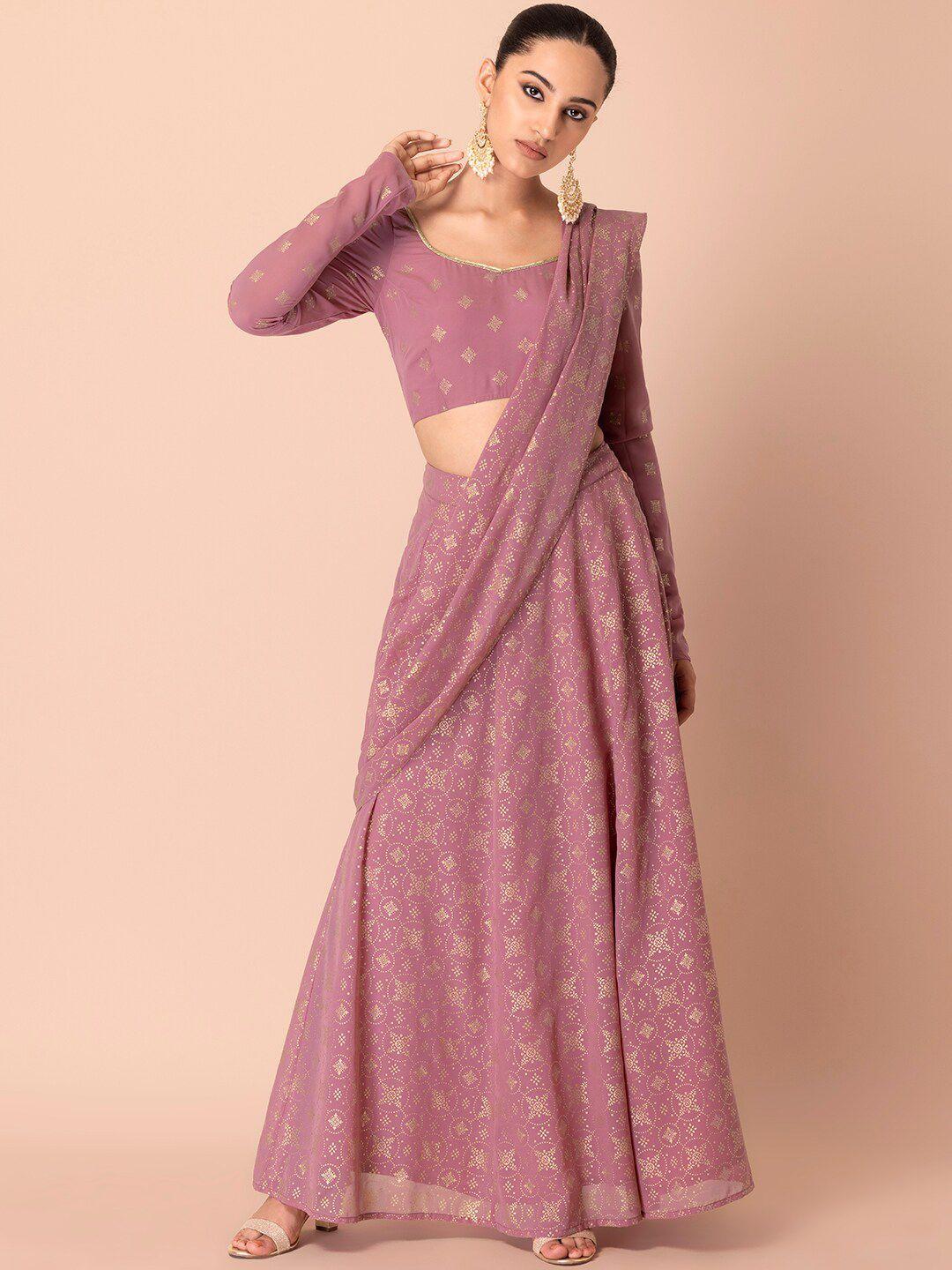 indya woven design zari pre-stitched saree
