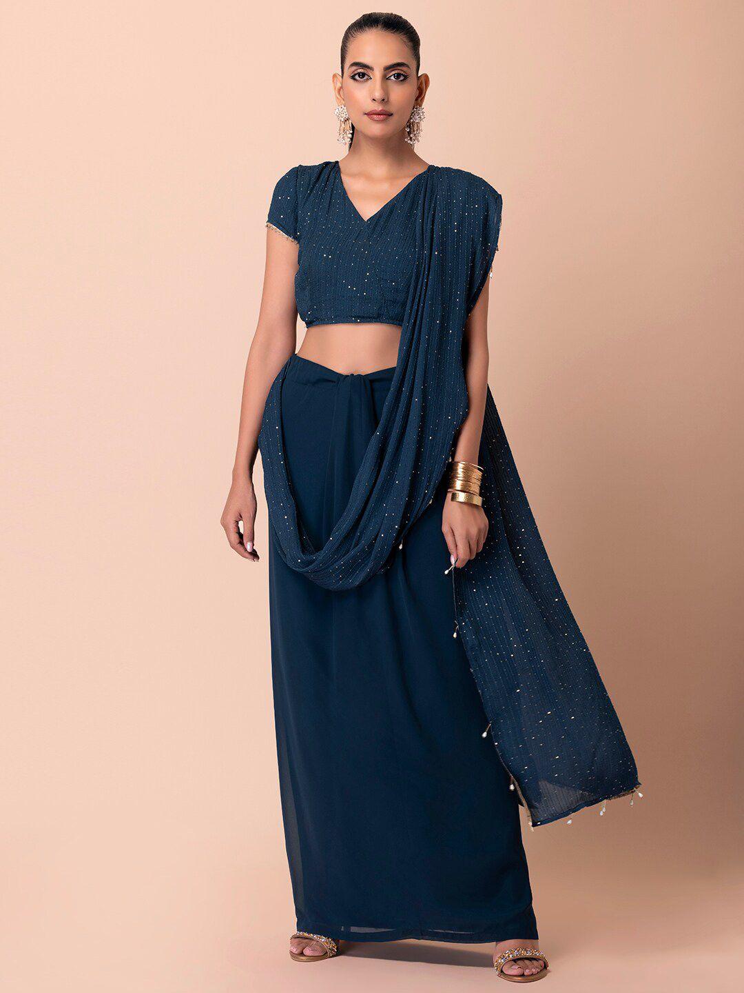 indya x ashish soni sequined pre-stitched saree