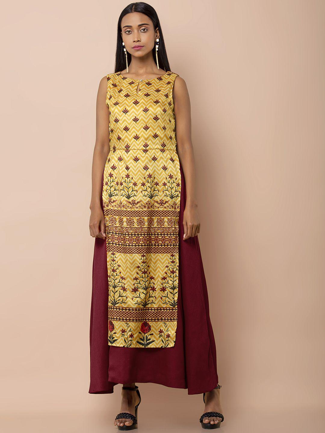 indya yellow embroidered maxi dress