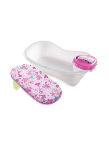 infant bath tub newborn-to-toddler bath center & shower pink birth+ 12m