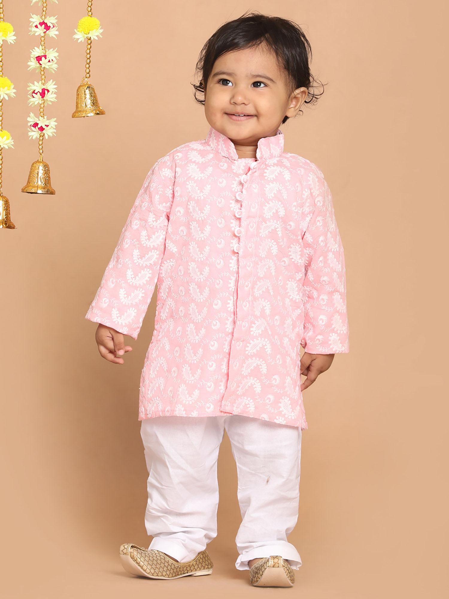 infant boys pink pure cotton kurta