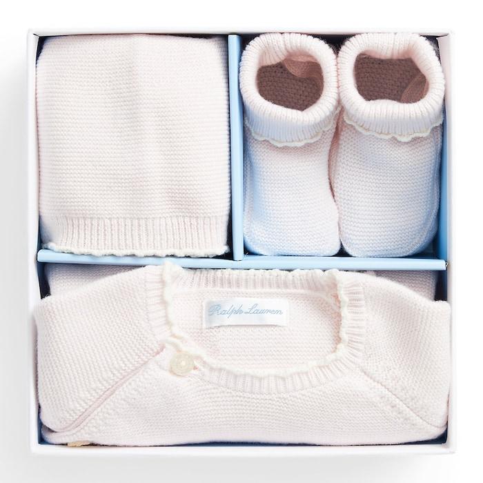 infants baby pink cotton 3-piece gift set