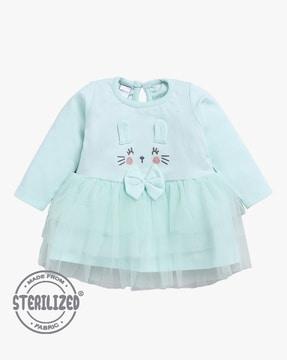 infants fit & flare dress with applique