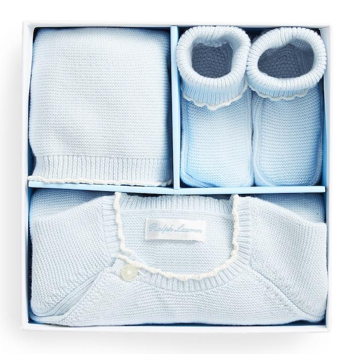 infants light blue cotton 3-piece gift set