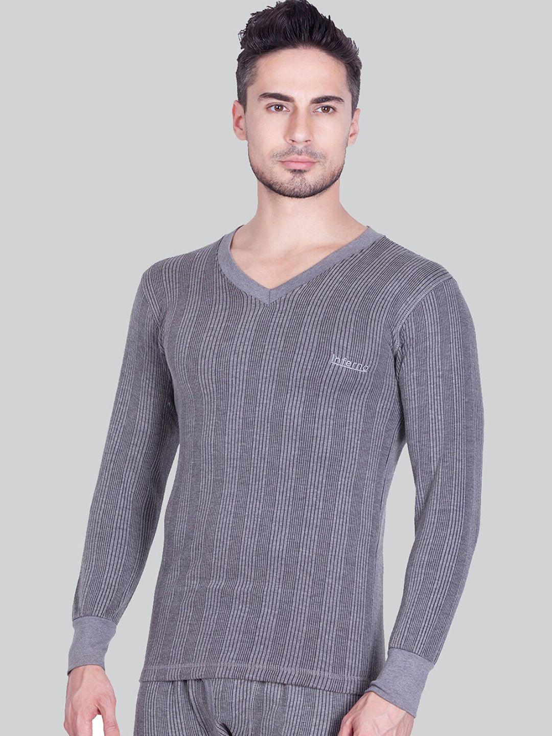 inferno men grey striped thermal tops