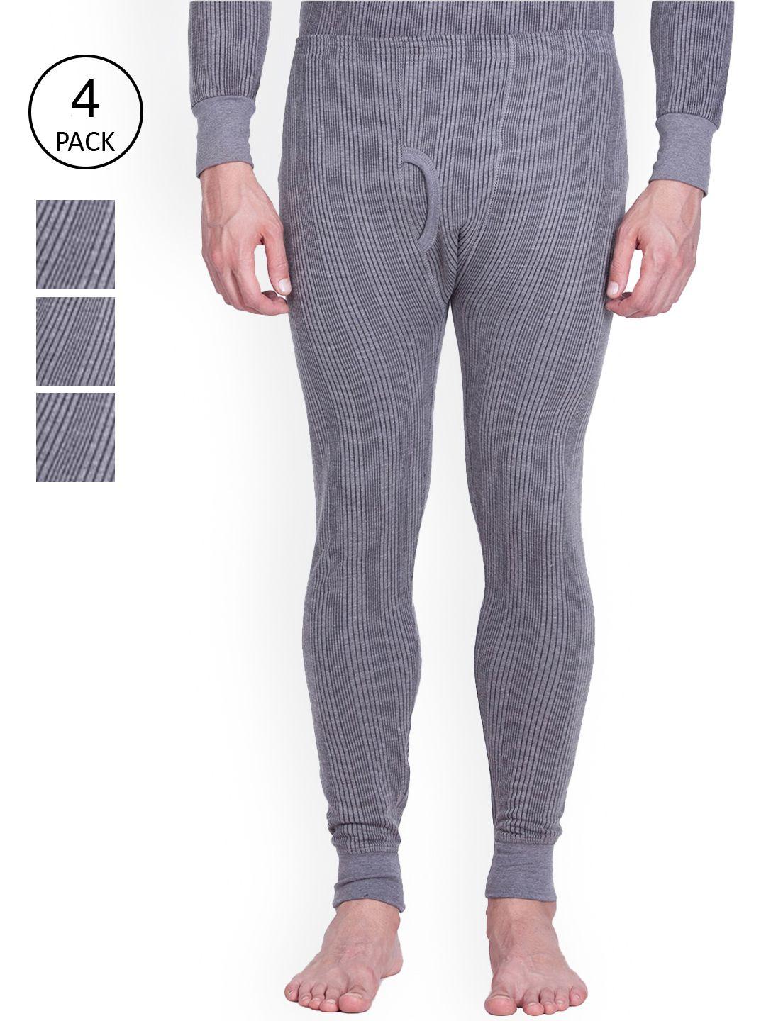 inferno men pack of 4 grey striped thermal bottoms