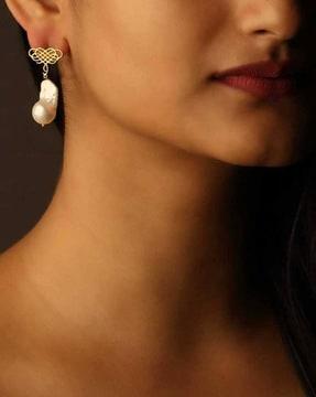 infinite love earrings with baroque pearl