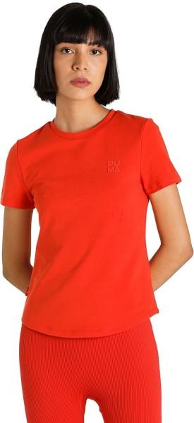 infuse slim tee women solid crew neck cotton blend red t-shirt