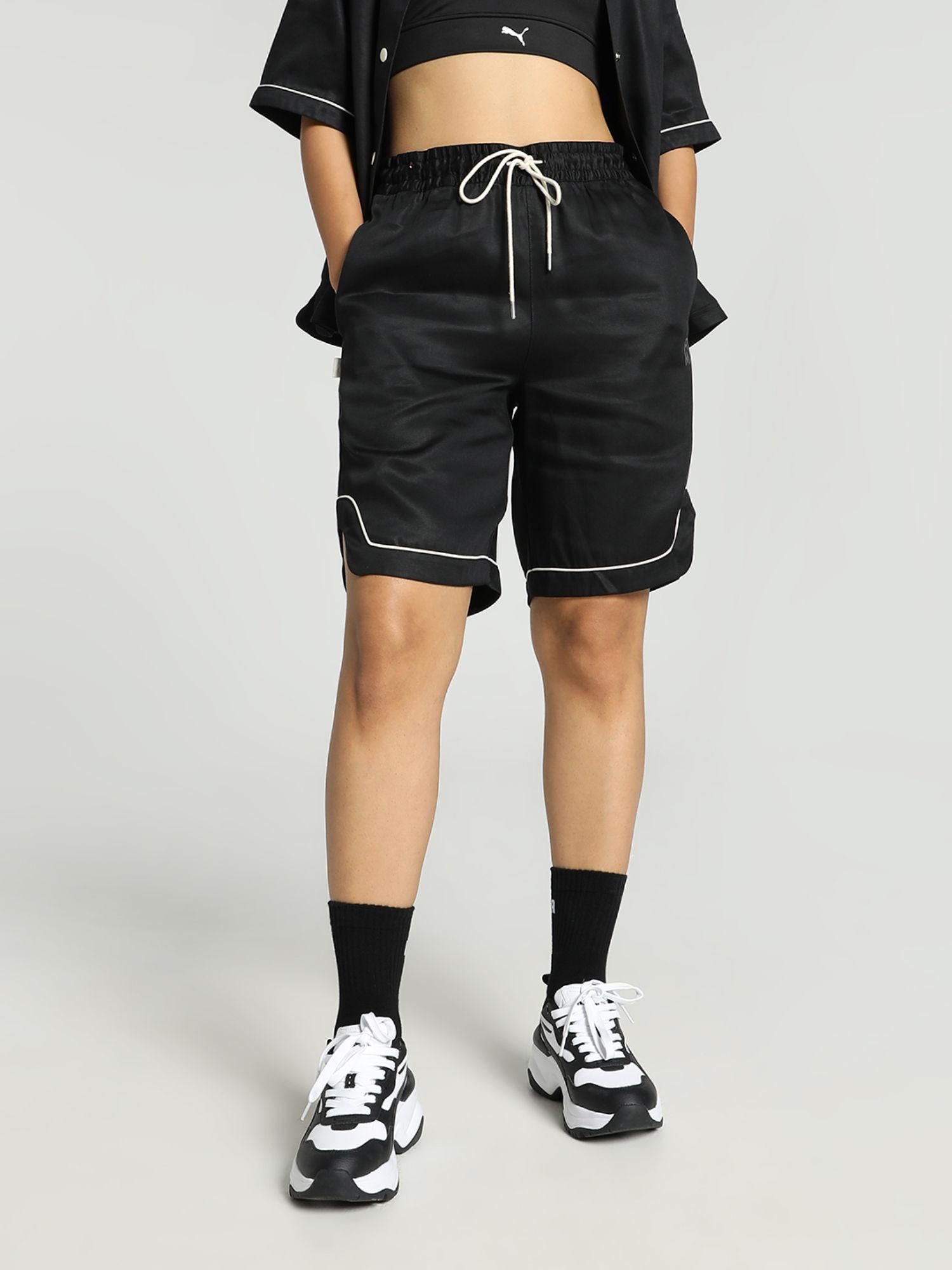 infuse woven womens black shorts