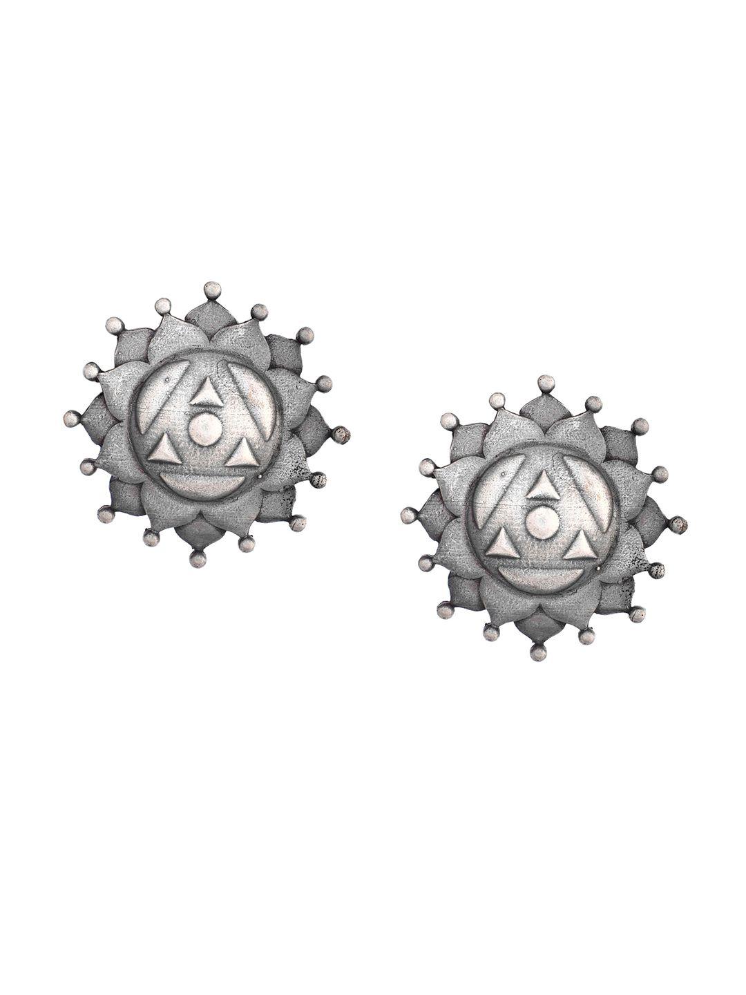 infuzze silver-plated oxidised studs earrings