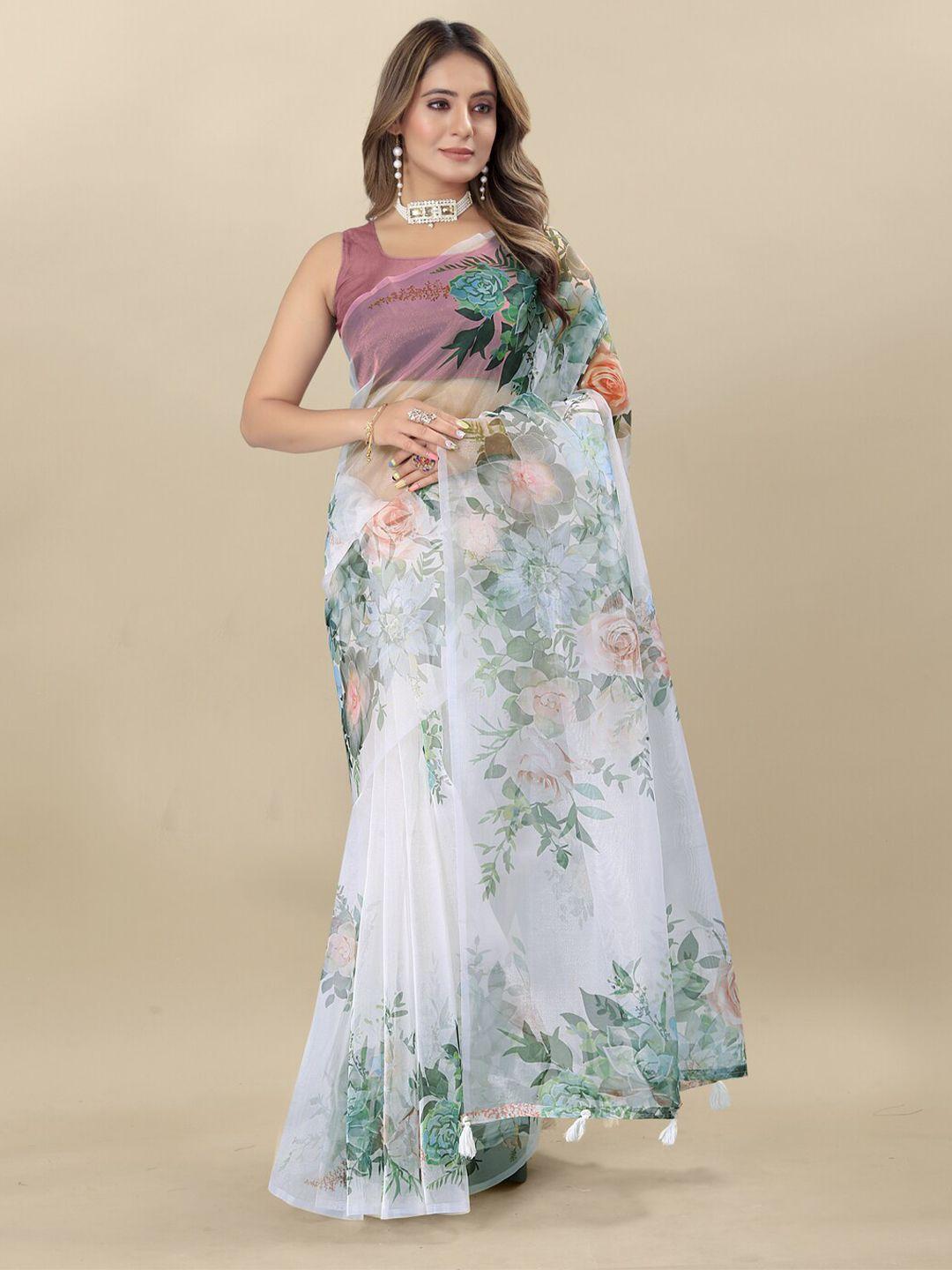 inithi floral printed organza saree