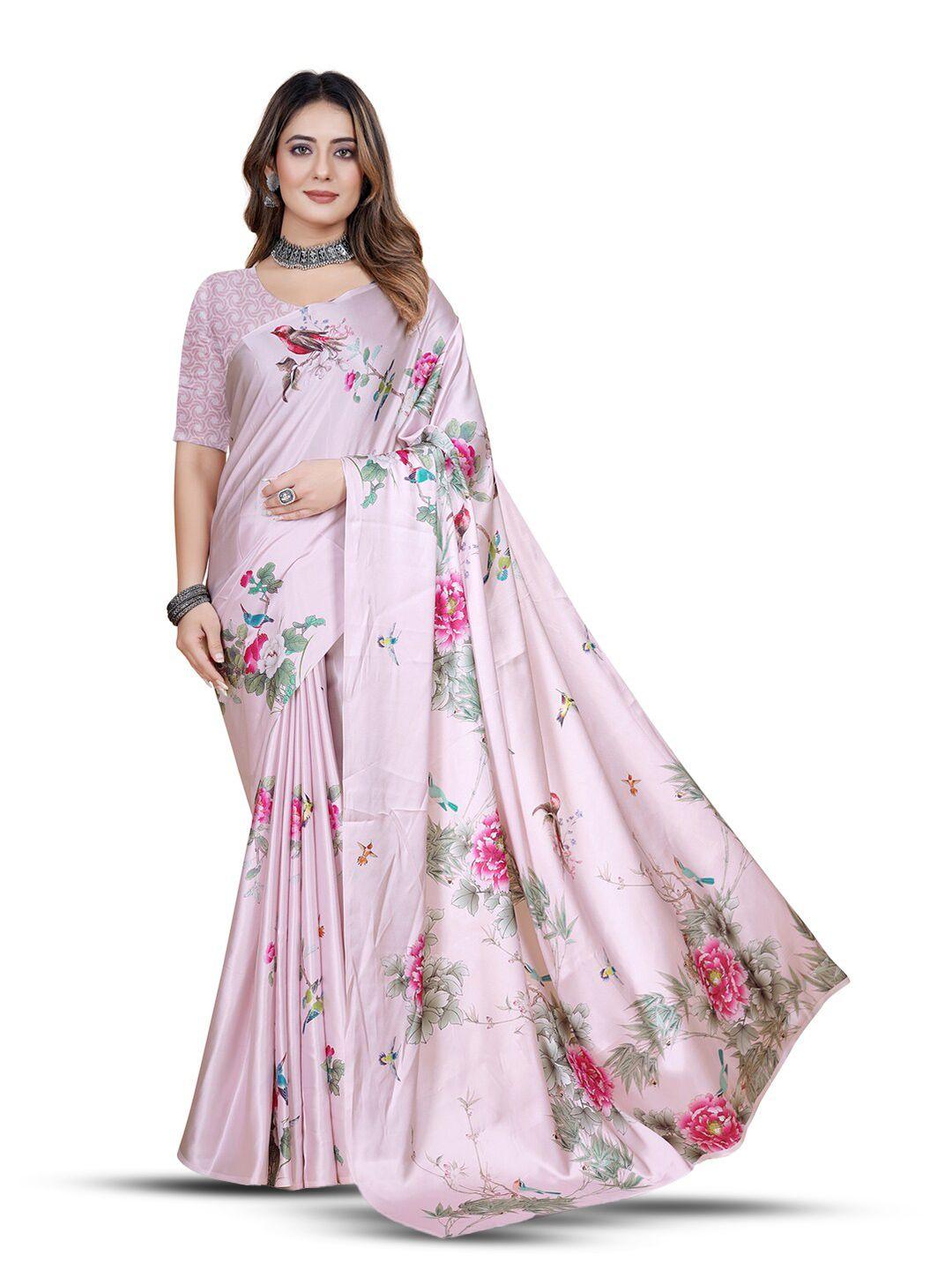 inithi floral printed satin saree