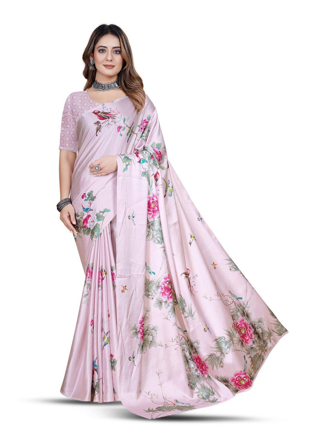 inithi floral printed satin saree