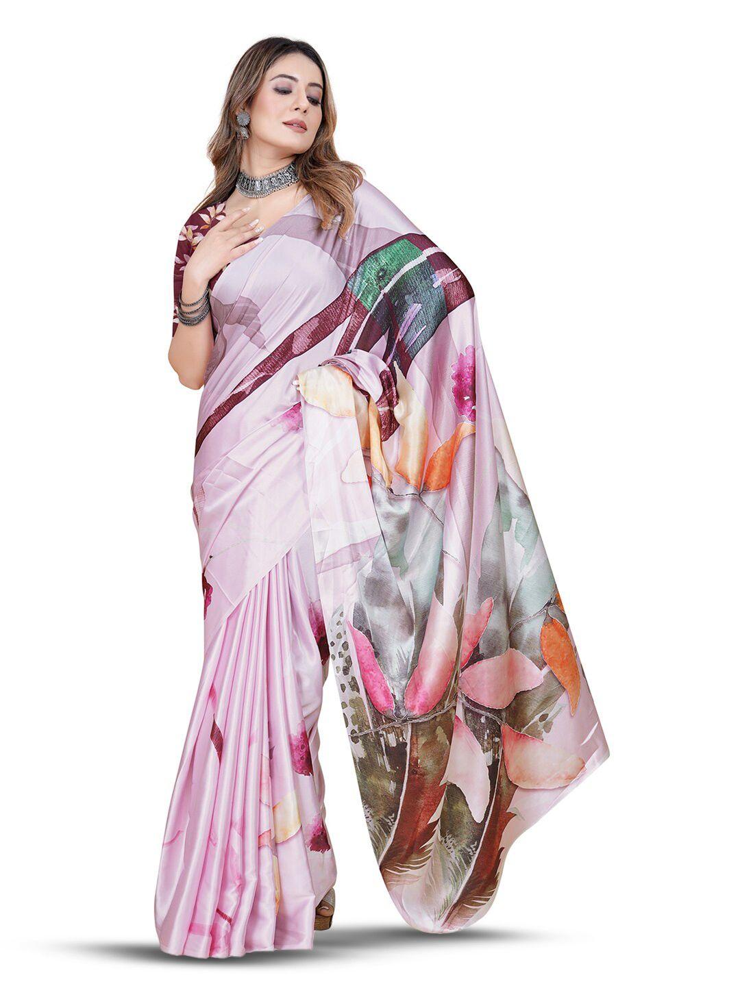 inithi floral printed satin saree