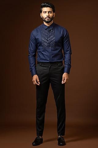 ink blue embroidered shirt