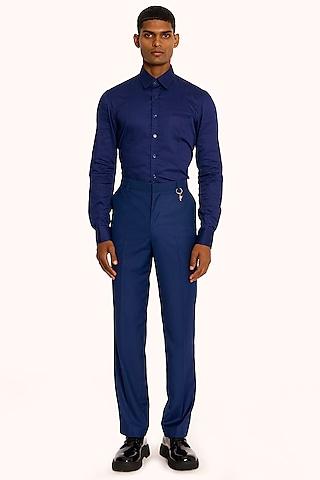 ink blue italian terry rayon trousers
