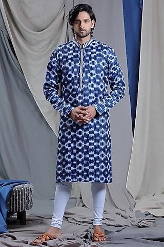 ink blue printed kurta set