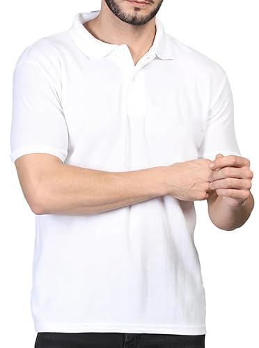 inkkr men's polo neck solid white half sleeve t-shirt,xs to 3xl