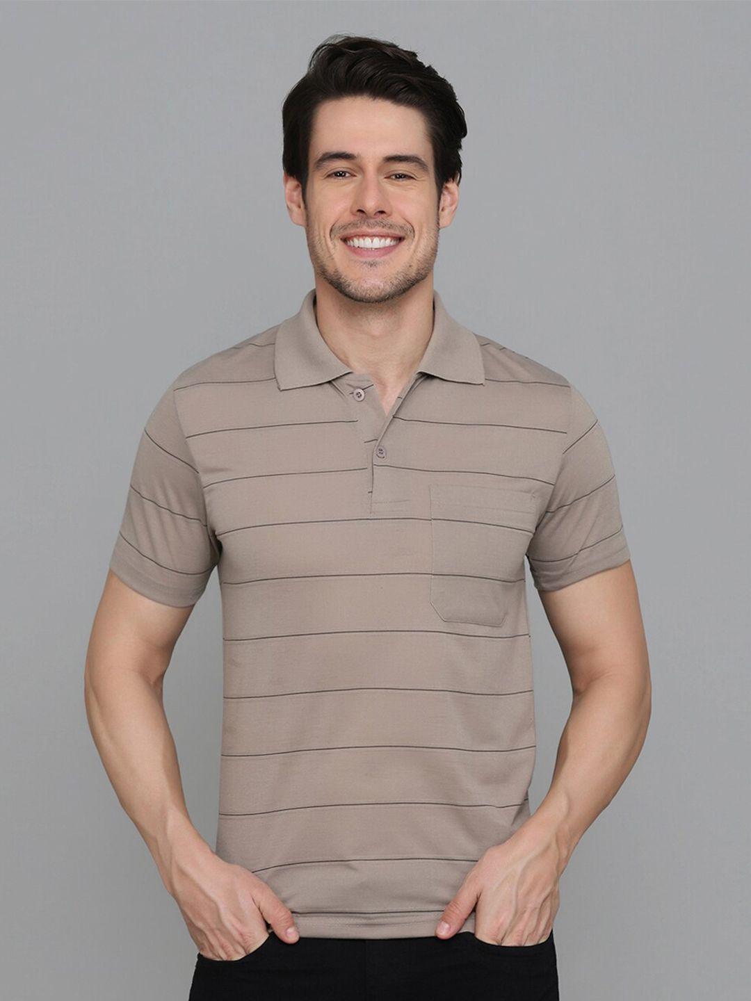 inkkr men multicoloured striped polo collar pockets t-shirt