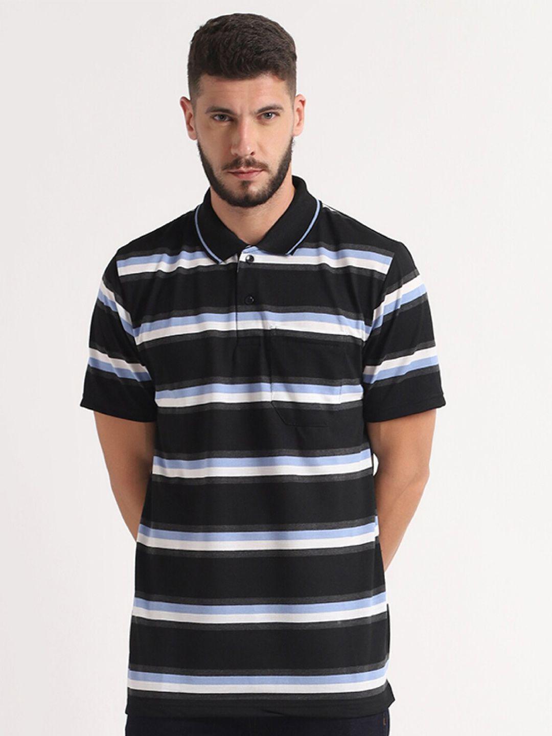 inkkr striped polo collar cotton t-shirt