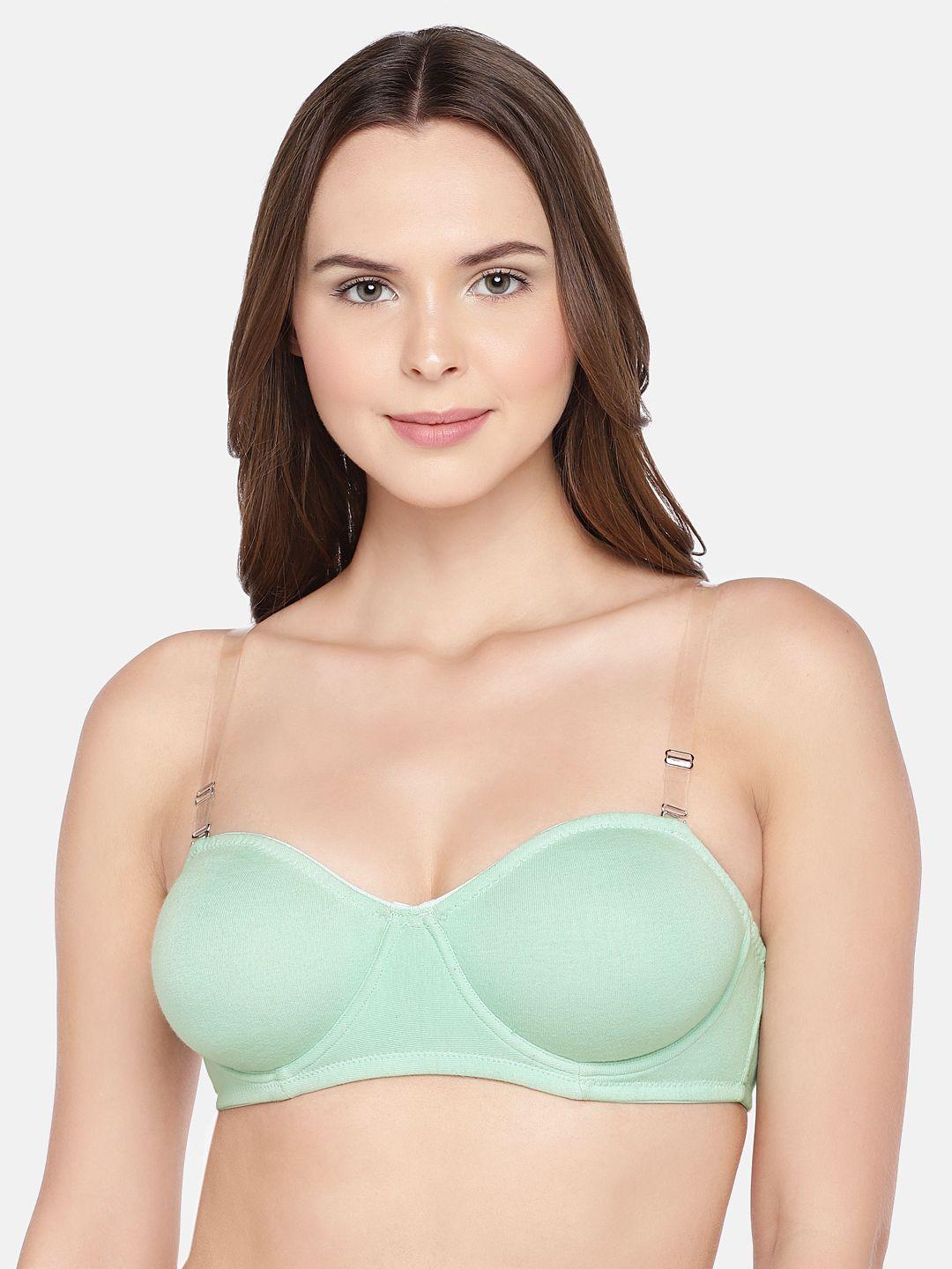 inner sense organic cotton antimicrobial non-padded strapless sustainable bra (ocean green) isb020