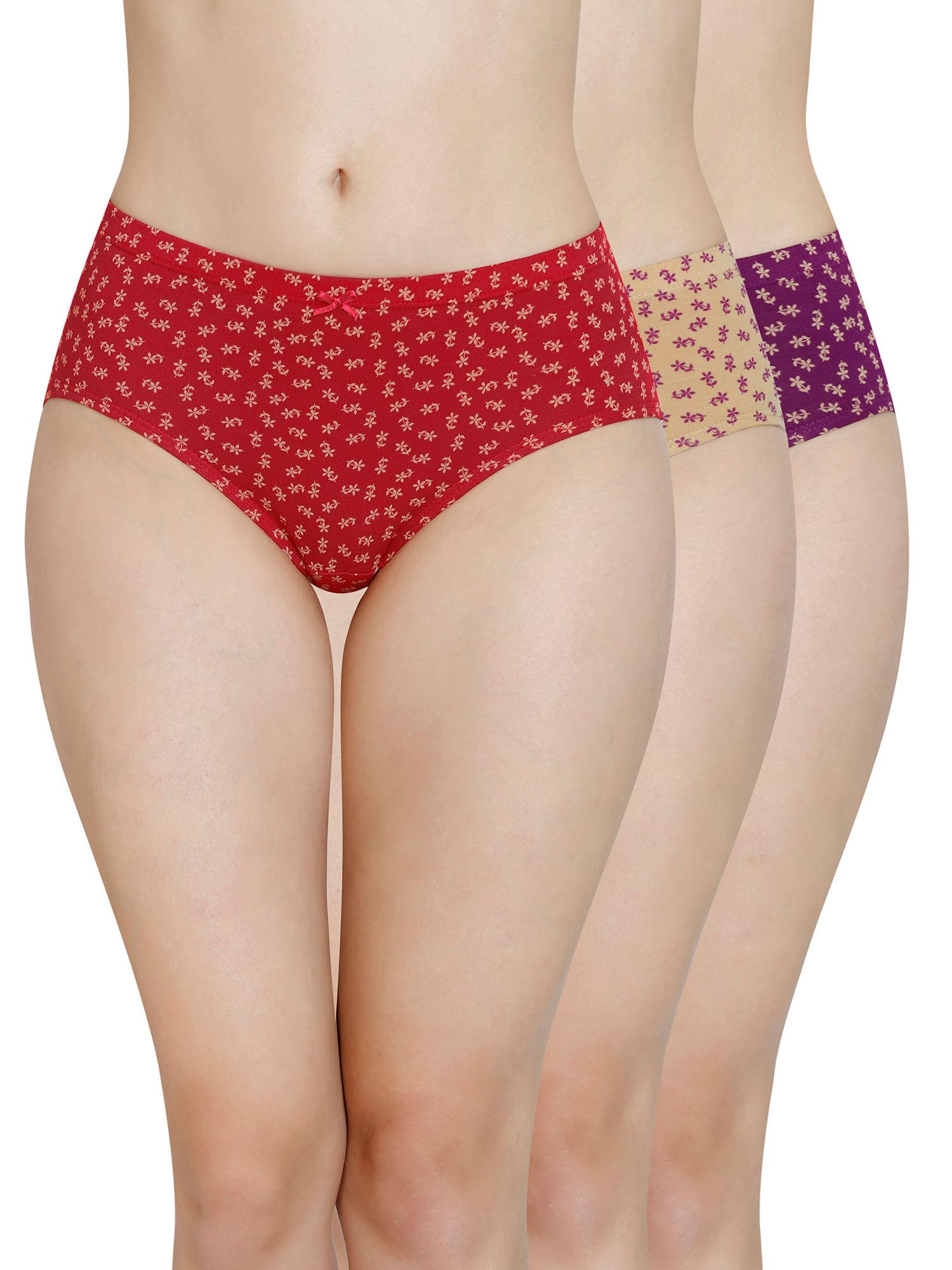 inner elastic printed mid rise hipster panty