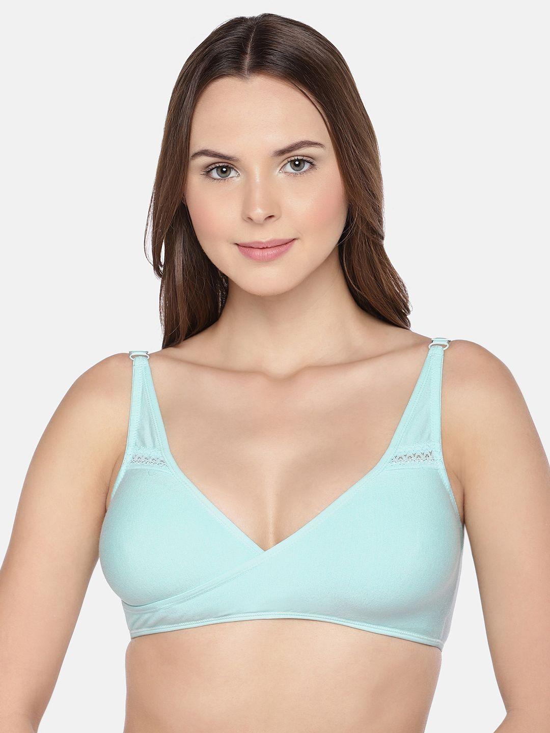 inner sense aqua blue organic cotton antimicrobial sustainable sleeping/feeding bra imb007c