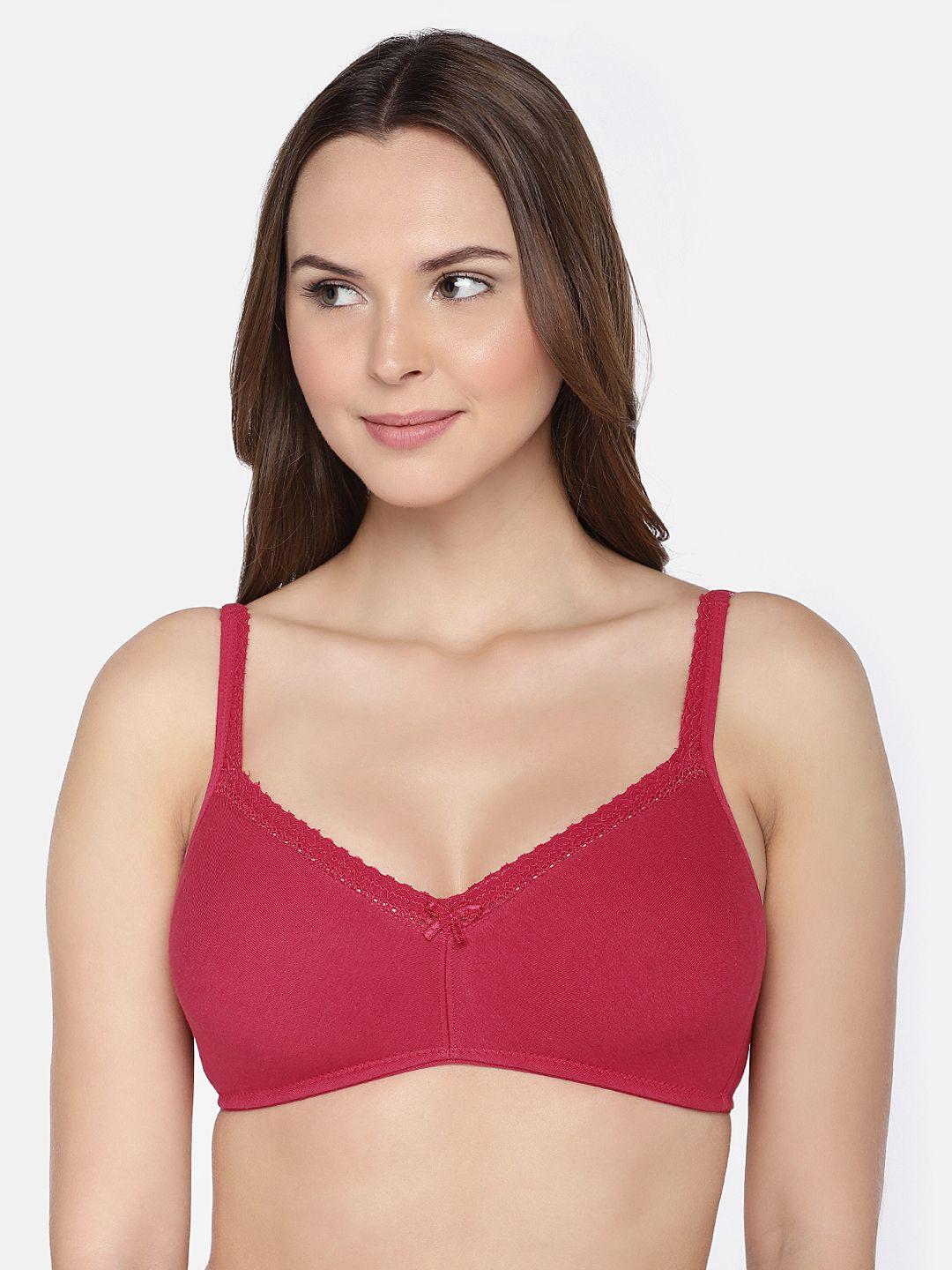 inner sense maroon organic cotton antimicrobial sustainable soft laced bra isb017