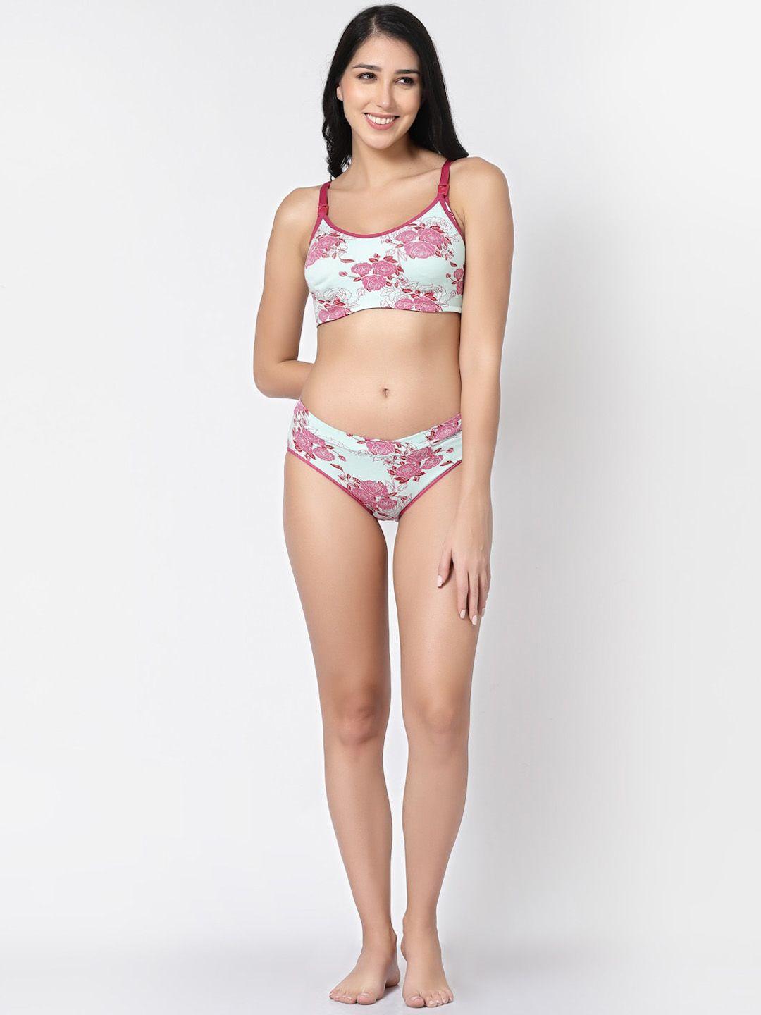 inner sense maternity floral printed seamless antimicrobial lingerie set