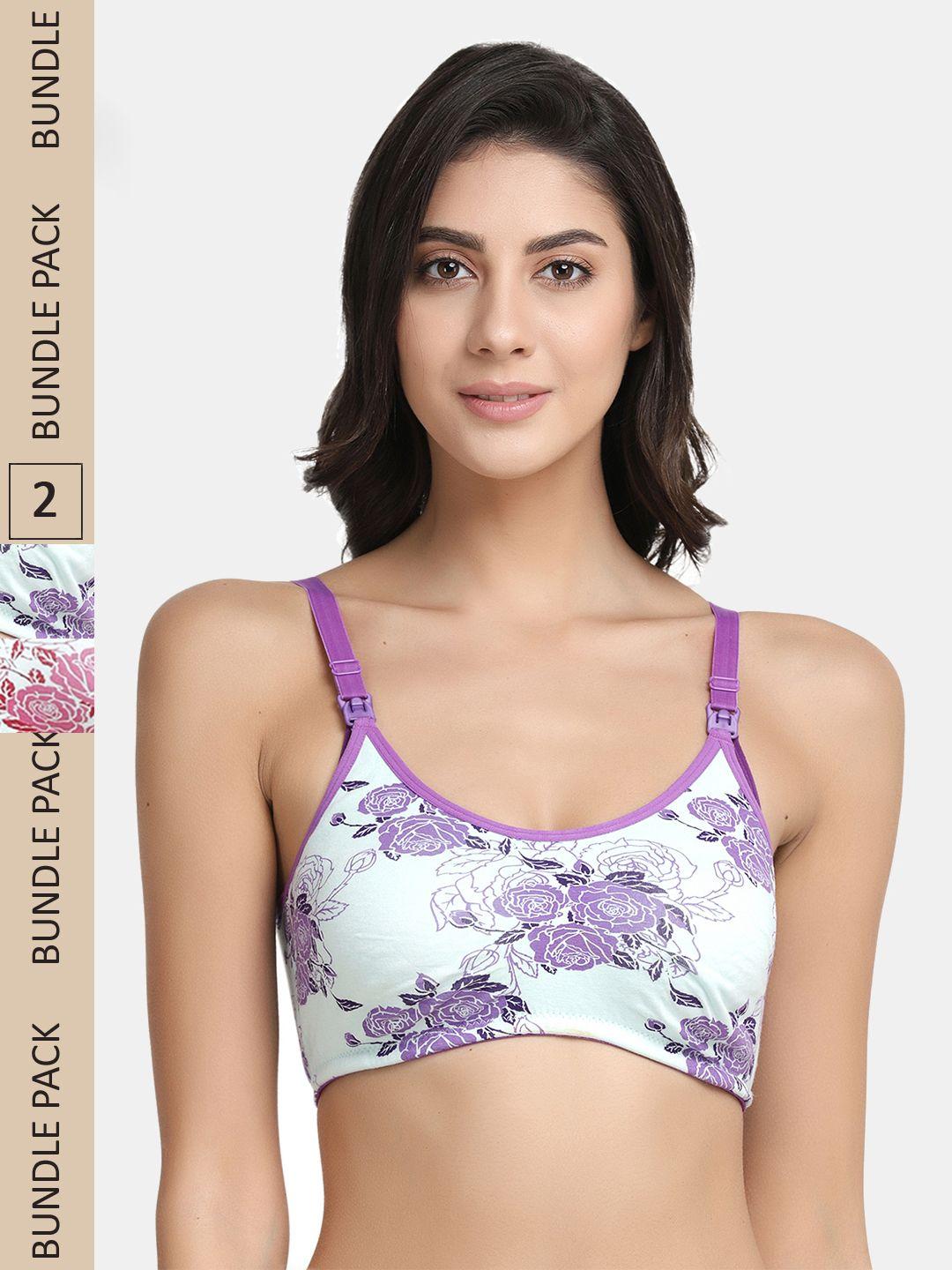 inner sense multicoloured pack of 2 printed non-wired non padded sustainable maternity bra imbc004c_4d