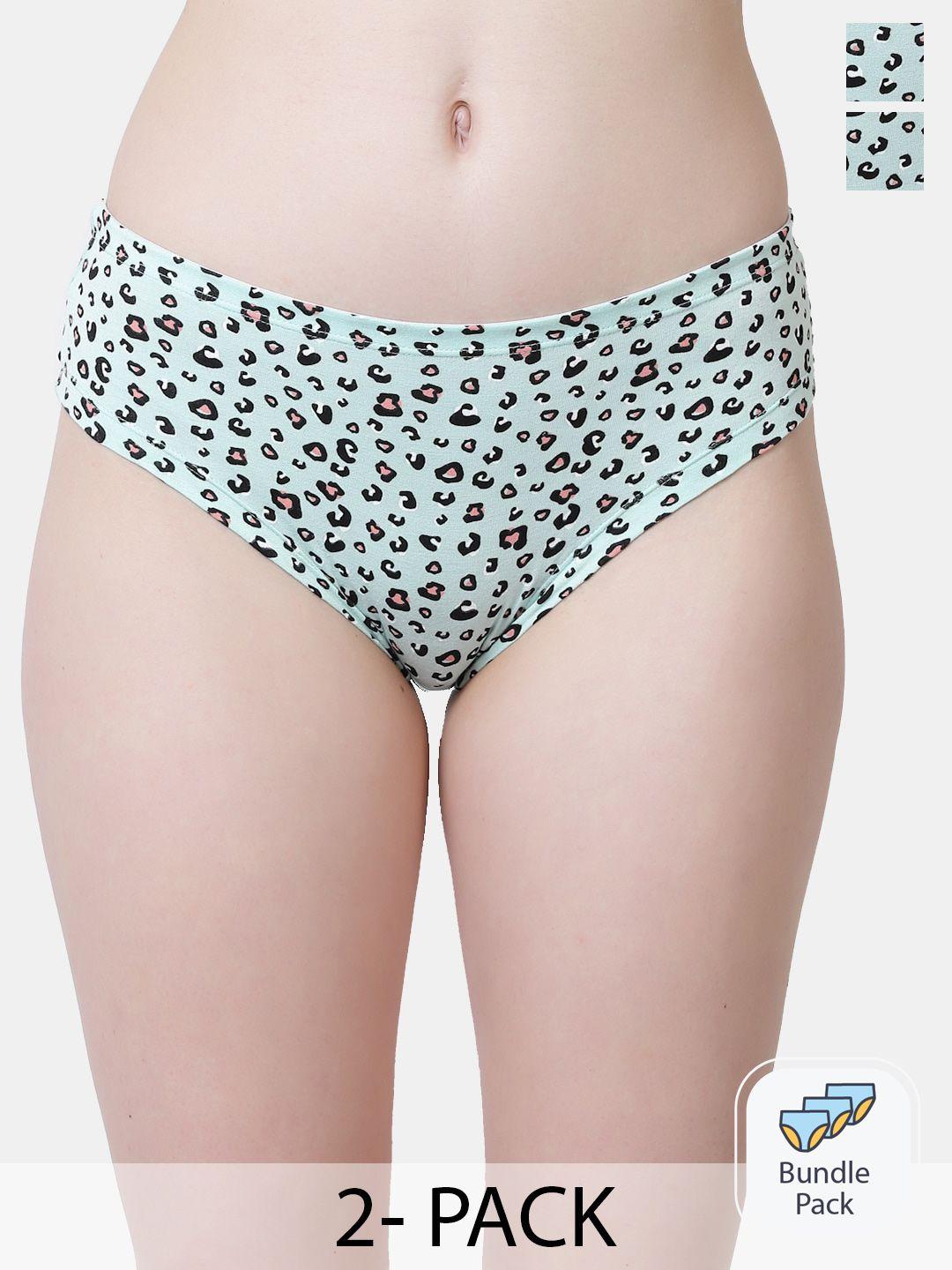 inner sense pack of 2 animal printed mid-rise basic briefs with anti microbial
