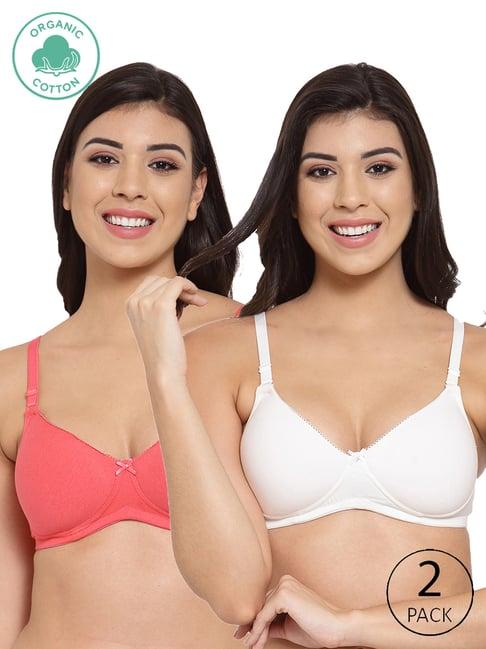 inner sense pink & white full coverage t-shirt bra - pack of 2