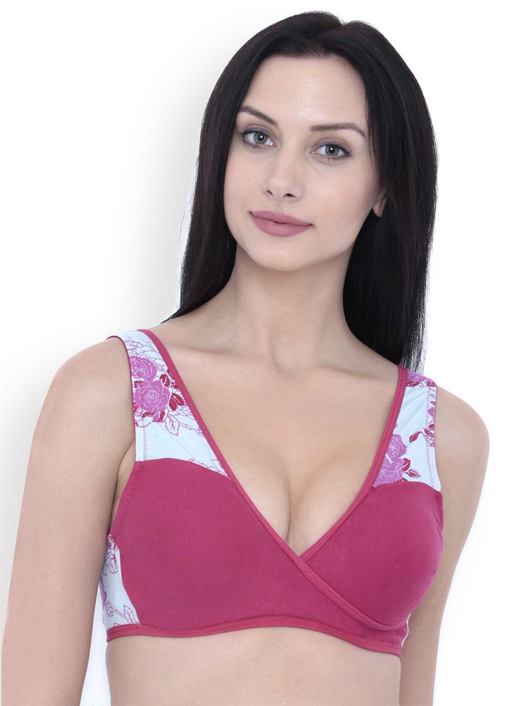 inner sense pink printed non-wired non padded maternity sustainable bra