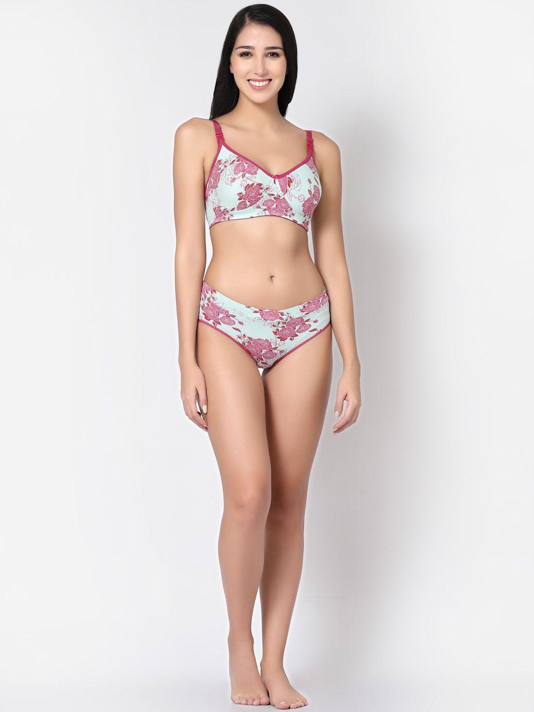 inner sense printed antimicrobial lingerie set