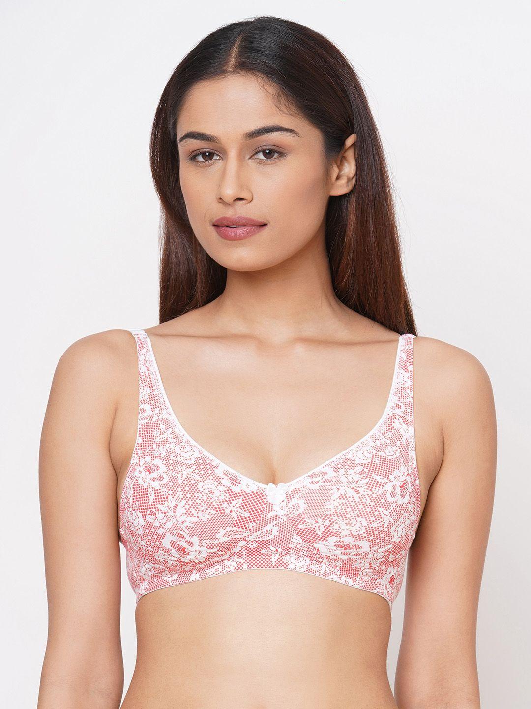 inner sense white & red printed organic cotton antimicrobial sustainable side support bra isb057