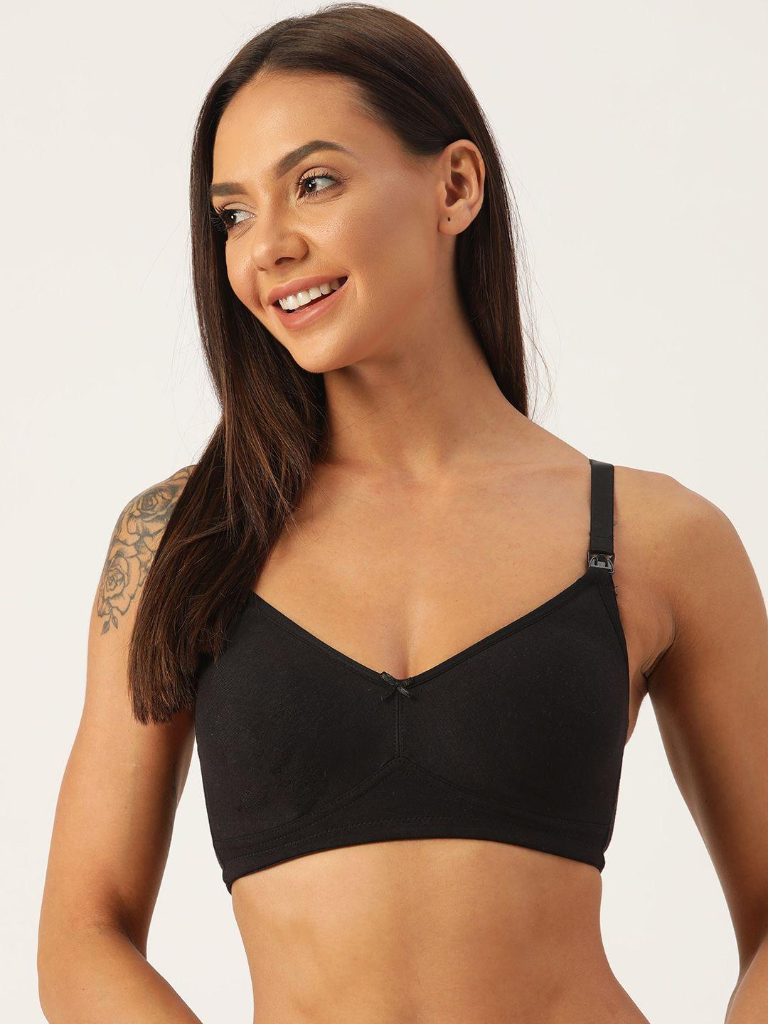 inner sense women black solid maternity bra